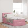 Cadre de lit ottoman avec matelas rose 90x190 cm velours 