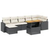 Salon de jardin 8 pcs avec coussins noir résine tressée 