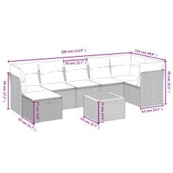 Salon de jardin 8 pcs avec coussins noir résine tressée 