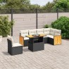 Salon de jardin 7 pcs avec coussins noir résine tressée 