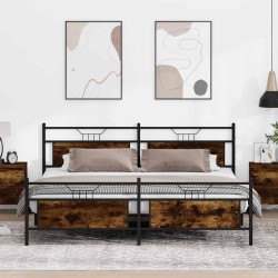 Cadre de lit en métal sans matelas chêne fumé 193x203 cm 
