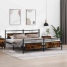 Cadre de lit en métal sans matelas chêne fumé 193x203 cm 