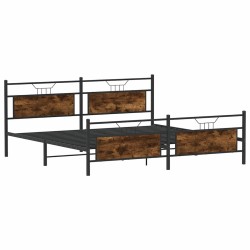 Cadre de lit en métal sans matelas chêne fumé 193x203 cm 