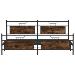 Cadre de lit en métal sans matelas chêne fumé 193x203 cm 