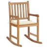 Chaise à bascule avec coussin crème Bois de teck solide 