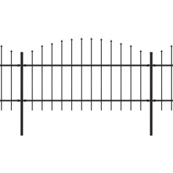 Clôture de jardin à dessus en lance Acier (1-1,25)x8,5 m Noir 