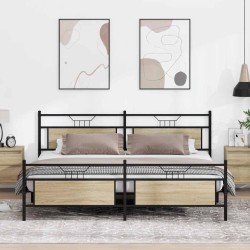 Cadre de lit en métal sans matelas chêne sonoma 193x203 cm 