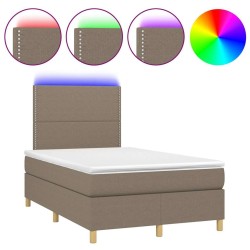 Sommier à lattes de lit matelas et LED taupe 120x190 cm tissu 