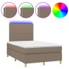Sommier à lattes de lit matelas et LED taupe 120x190 cm tissu 