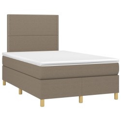 Sommier à lattes de lit matelas et LED taupe 120x190 cm tissu 