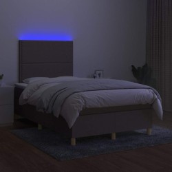 Sommier à lattes de lit matelas et LED taupe 120x190 cm tissu 