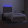 Sommier à lattes de lit matelas et LED taupe 120x190 cm tissu 