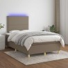 Sommier à lattes de lit matelas et LED taupe 120x190 cm tissu 