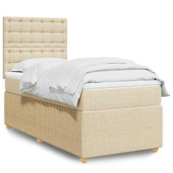Sommier à lattes de lit avec matelas Crème 90x200 cm Tissu 