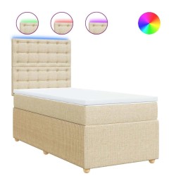 Sommier à lattes de lit avec matelas Crème 90x200 cm Tissu 