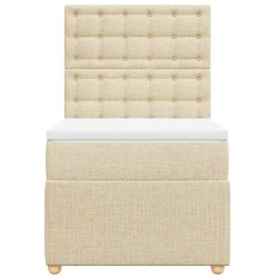 Sommier à lattes de lit avec matelas Crème 90x200 cm Tissu 