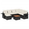 Salon de jardin 8 pcs avec coussins noir résine tressée 