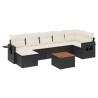 Salon de jardin 8 pcs avec coussins noir résine tressée 