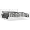Cadre de lit métal sans matelas et pied de lit blanc 200x200 cm 