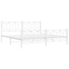Cadre de lit métal sans matelas et pied de lit blanc 200x200 cm 