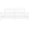 Cadre de lit métal sans matelas et pied de lit blanc 200x200 cm 