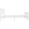 Cadre de lit métal sans matelas et pied de lit blanc 200x200 cm 