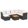 Salon de jardin 8 pcs avec coussins noir résine tressée 