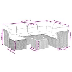 Salon de jardin 8 pcs avec coussins noir résine tressée 