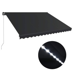 Auvent manuel rétractable avec LED 450x300 cm Anthracite 