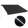 Auvent manuel rétractable avec LED 450x300 cm Anthracite 