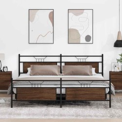 Cadre de lit en métal sans matelas chêne marron 193x203 cm 