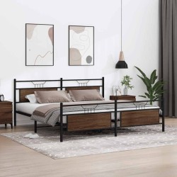 Cadre de lit en métal sans matelas chêne marron 193x203 cm 