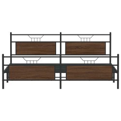 Cadre de lit en métal sans matelas chêne marron 193x203 cm 