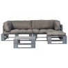 Salon palette de jardin 4 pcs avec coussins gris bois 