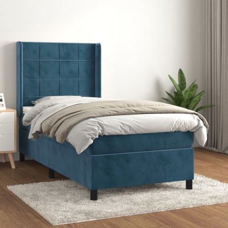 Sommier à lattes de lit avec matelas Bleu foncé 90x200 cm 