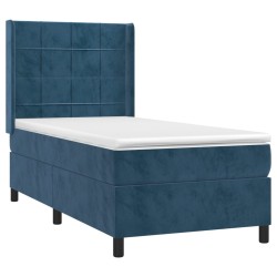 Sommier à lattes de lit avec matelas Bleu foncé 90x200 cm 