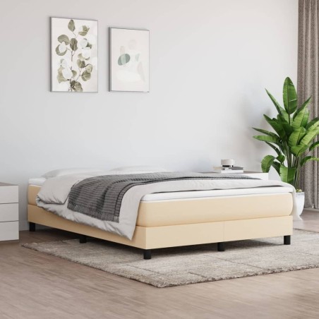 Sommier à lattes de lit avec matelas Crème 140x200 cm Tissu 