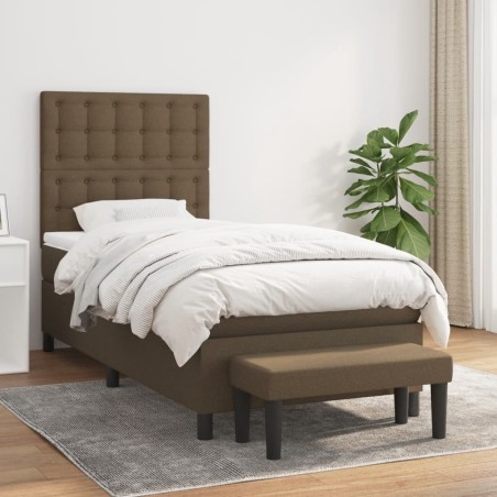 Sommier à lattes de lit avec matelas Marron foncé 90x190 cm 