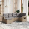 Salon de jardin avec coussins 6pcs mélange beige résine tressée 