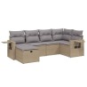 Salon de jardin avec coussins 6pcs mélange beige résine tressée 