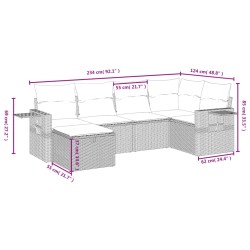 Salon de jardin avec coussins 6pcs mélange beige résine tressée 