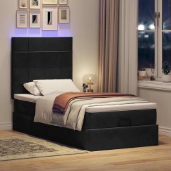 Cadre de lit ottoman avec matelas noir 80x200 cm velours 