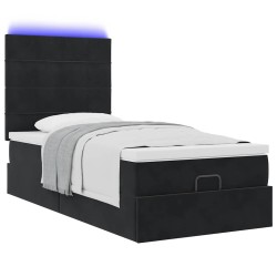 Cadre de lit ottoman avec matelas noir 80x200 cm velours 