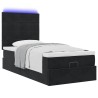 Cadre de lit ottoman avec matelas noir 80x200 cm velours 