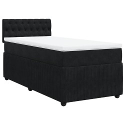 Sommier à lattes de lit avec matelas Noir 100x200 cm Velours 