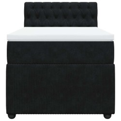 Sommier à lattes de lit avec matelas Noir 100x200 cm Velours 