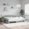 Lit de jour avec gigogne et matelas gris clair 90x200cm velours 