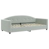 Lit de jour avec gigogne et matelas gris clair 90x200cm velours 