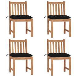 Chaises de jardin lot de 4 avec coussins Bois de teck massif 