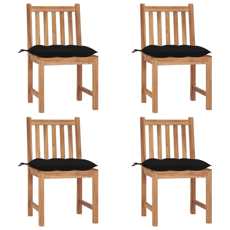 Chaises de jardin lot de 4 avec coussins Bois de teck massif 